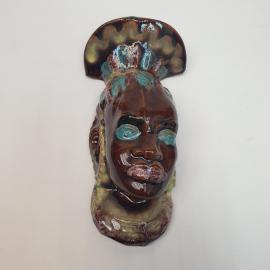 Маска керамическая СССР. Редкая, экспериментальный образец. Африканка. Орловский завод керамики.