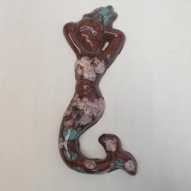 Панно керамическое СССР. Редкое, экспериментальный образец.Русалка, трещина Орловский завод керамики