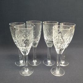 Набор рюмок 6 шт 50 мл, хрусталь, высота 14 см. Винтаж, СССР.