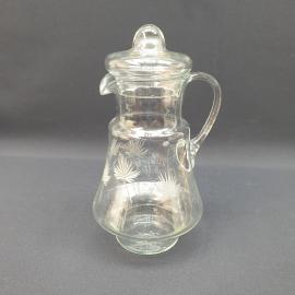 Кувшин 27 см, стекло, ручная резка, 1800 мл. Винтаж, СССР.