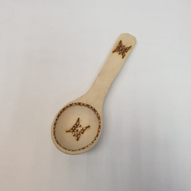 Ложка деревянная, длина 19 см, рисунок выжигание, с этикеткой, винтаж