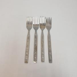 Набор столовых вилок 4 шт, нержавейка, погнуты зубцы. Винтаж, СССР.