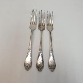 Набор столовых вилок ЗиШ Классик 3 шт, мельхиор. Винтаж, СССР.