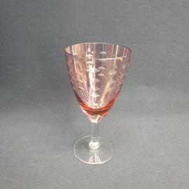 Бокал 250 мл 15 см, марганцовое стекло, ручная резка. Винтаж, СССР.