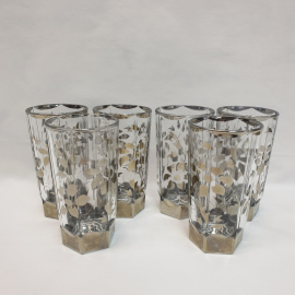 Набор стаканов 6 шт 250 мл, стекло, крытье, высота 12 см. Винтаж, СССР.