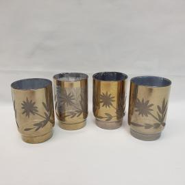 Набор стопок 4 шт 70 мл, стекло, позолота, ручная резка. Винтаж, СССР.