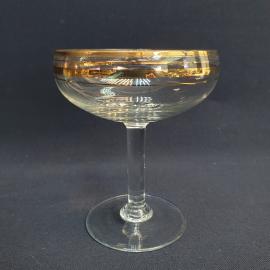 Бокал для мартини 11 см 150 мл, стекло, позолота. Винтаж, СССР.