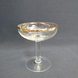 Бокал для мартини 11 см 150 мл, стекло, позолота. Винтаж, СССР.