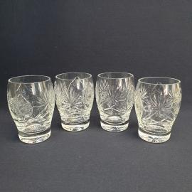 Набор стаканов 4 шт 200 мл, хрусталь, высота 9 см. Винтаж, СССР.