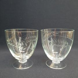 Пара бокалов Колосок 10 см 300 мл, стекло, ручная резка. Винтаж, СССР.