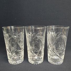 Набор стаканов 3 шт 200 мл, хрусталь, высота 11 см. Винтаж, СССР.