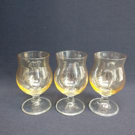 Набор рюмок 3 шт 140 мл, цветное стекло, высота 10 см. Винтаж, СССР.