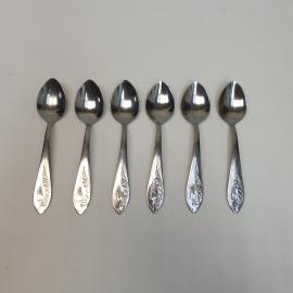 Набор чайных ложек 6 шт, нержавейка. Винтаж, СССР.