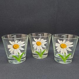 Набор стаканов 3 шт 200 мл, стекло, деколь, 9 см. Винтаж.