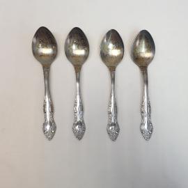 Набор чайных ложек 4 штуки, рисунок, нержавейка. Винтаж, СССР
