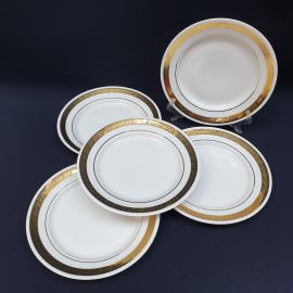 Набор десертных тарелок 5 шт Вербилки, фарфор, позолота. Винтаж СССР.