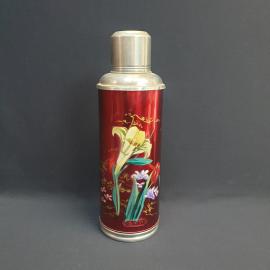 Термос с стеклянной колбой на 3 литра, металл, высота 40 см. Винтаж Китай