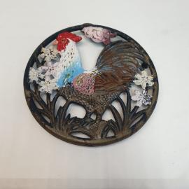 Подставка винтажная СССР под горячее "Петушок или Петух". Чугун, металл с настенным держателем.