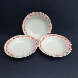 Набор суповых тарелок 3 шт Барановка, фарфор, деколь, позолота. Винтаж СССР