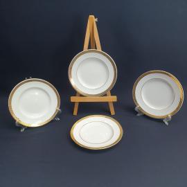 Набор десертных тарелок 4 шт ЛФЗ, фарфор, позолота. Винтаж СССР.