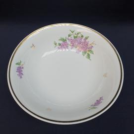 Салатник Сирень 1966 г Дулево, фарфор, деколь, позолота, 750 мл. Винтаж СССР