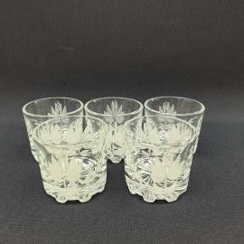 Набор стопок 5 шт, стекло, ручная резка, 50 мл. Винтаж СССР