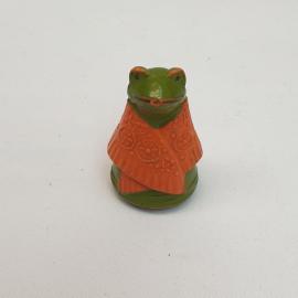Лягушка играушка СССР из сказки теремок 5 см, колкий пластик, сход краски. Советская винтажная.