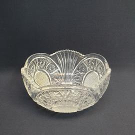 Салатник 1300 мл, хрусталь, ручная резка, диаметр 20 см. Винтаж СССР