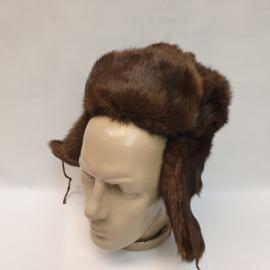 Шапка ушанка из натурального меха, обхват головы 55 см. Винтаж СССР