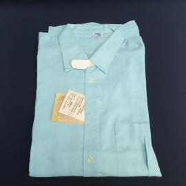 Винтажная мужская рубашка с этикеткой голубого цвета, длина 66 см, полуобхват груди 56 см СССР
