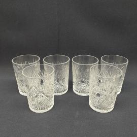 Винтажный набор хрустальных стаканов для подстаканников Дятьковский завод 6 шт 200 мл, высота 9 см СССР