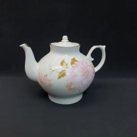 Винтажный доливной чайник, фарфор деколь позолота 3 л, скол,СССР