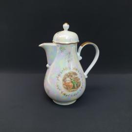 Винтажный кофейник Kahla, фарфор деколь золочение 1.4 л, ГДР