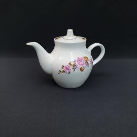 Винтажный чайник Дулево, фарфор деколь золочение 0.7 л, СССР