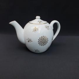 Винтажный чайник, фарфор деколь золочение 1.5 л, Чехословакия