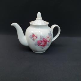 Винтажный чайник Дулево, фарфор деколь 0.8 л, Россия