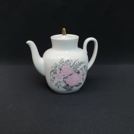 Винтажный чайник ЛФЗ, фарфор деколь золочение 0.9 л, СССР