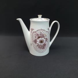 Винтажный кофейник Вербилки, фарфор деколь золочение 1 л, СССР