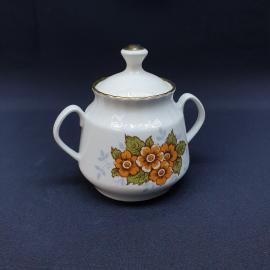 Винтажная сахарница Рига, Фарфор деколь золочение 0.6 л, СССР