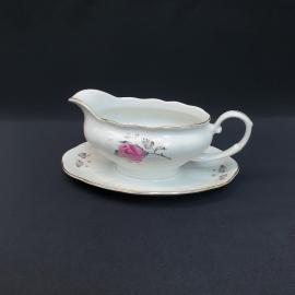 Винтажный соусник Karolina, фарфор деколь золочение 0.6 л, Польша