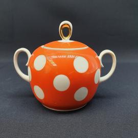 Винтажная сахарница Полтава, фарфор позолота крытье 0.6 л, СССР