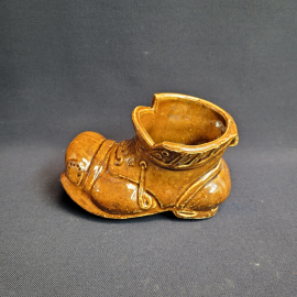 Керамический башмак для мелочей (пепельница). Обливная керамика.Винтаж  СССР.