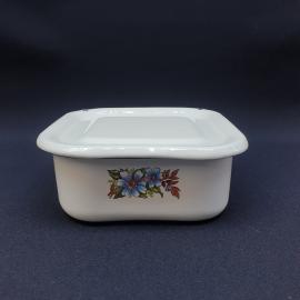 Винтажный эмалированный контейнер 14 см, 750 мл, деколь СССР