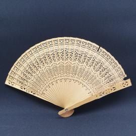 Винтажный веер деревянный складной, резка, дефекты