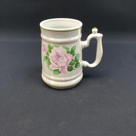 Винтажная пивная кружка Вербилки, керамика деколь 1 л, винтаж СССР