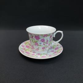 Винтажная чайная пара, фарфор деколь 220 мл, Китай