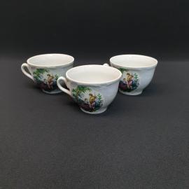 Винтажный набор из 3 кофейных чашек, фарфор деколь 120 мл, СССР