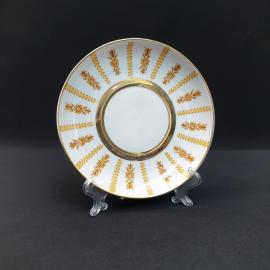 Винтажное блюдце гигант ЛФЗ, фарфор деколь позолота 155 мм, СССР