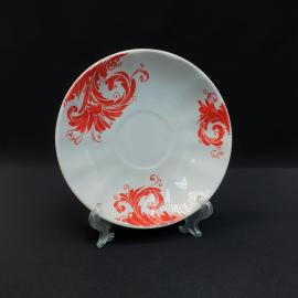 Винтажное блюдце Жар-птица ЛФЗ, фарфор роспись деколь 15 см, СССР