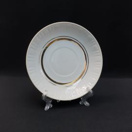 Винтажное блюдце гигант Богдановичи, фарфор позолота 16 см, СССР